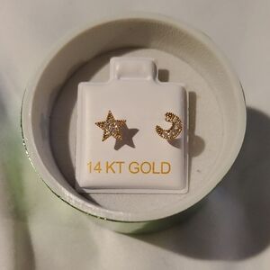 Together Gold Star and Crescent Kids Stud Earrings - Gold